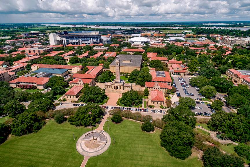 aerial view of LSU campus