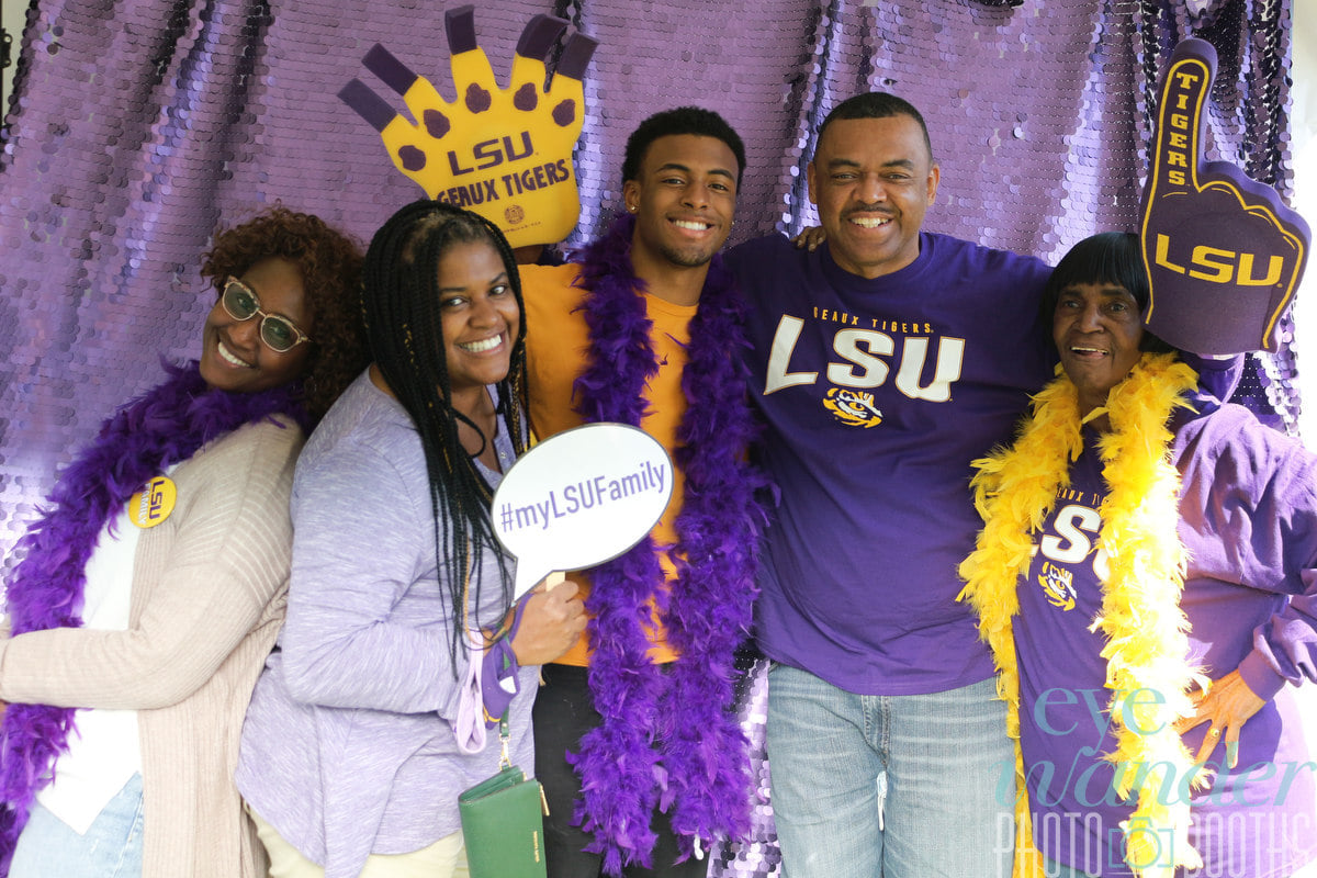 family in photo booth