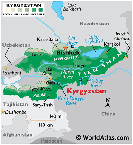 map of Kyrgyzstan